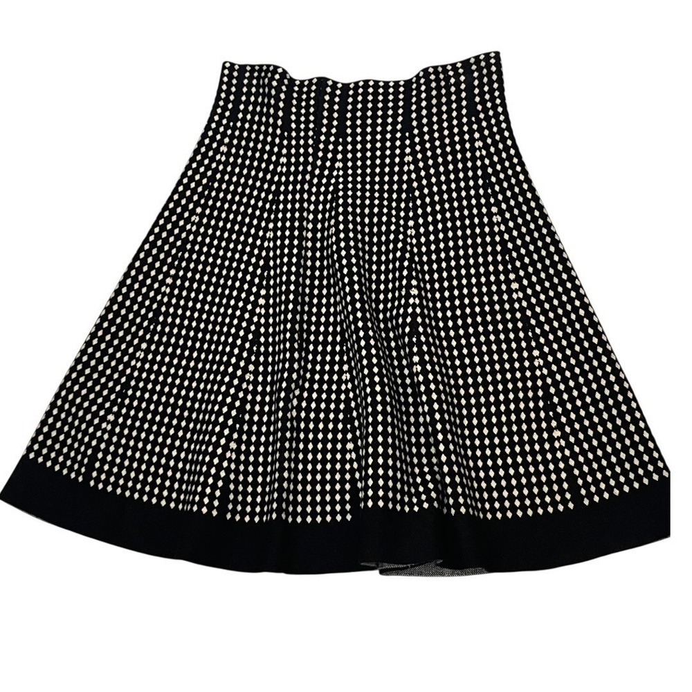 Max Studio Knit Skirt Women M/L Black White Diamond Geometric 9708614 Excellent - Picture 4 of 11
